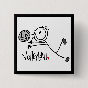 Basic Male Stick Figure Volleyball 15 Cm Square Badge