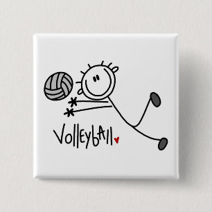 Basic Male Stick Figure Volleyball 15 Cm Square Badge