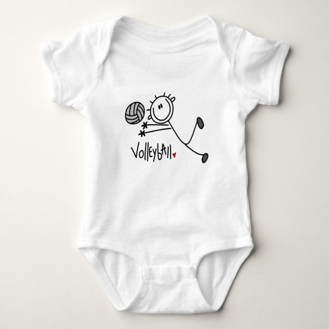 Basic Male Stick Figure Volleyball Baby Bodysuit (Front)