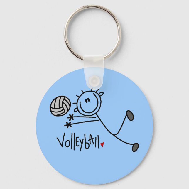 Basic Male Stick Figure Volleyball Key Ring (Front)