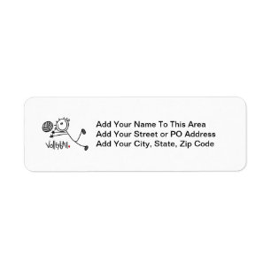 Basic Male Stick Figure Volleyball Return Address Label