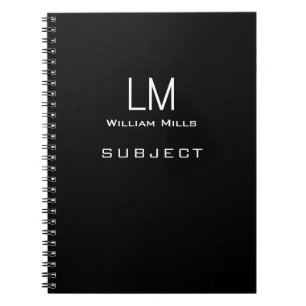 Basic Minimalist Black NoteBook with Name