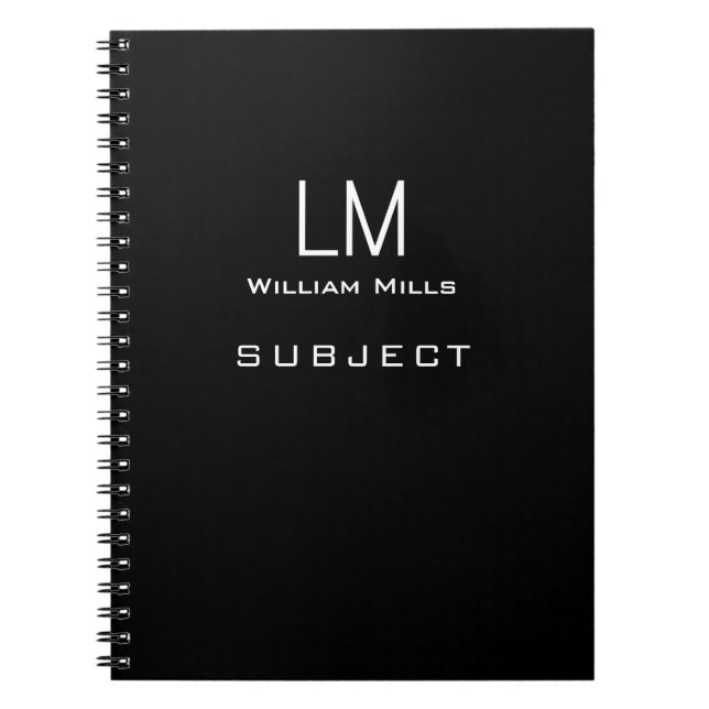 Basic Minimalist Black NoteBook with Name (Front)