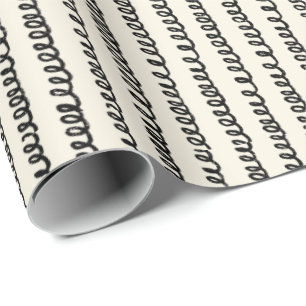 Basic minimalist lines simple curly wavy stroke wrapping paper