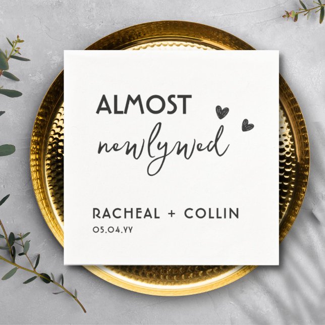 Basic Minimalist Simple Modern Rehearsal Dinner Napkin (almost newlywed, simple rehearsal party napkins)