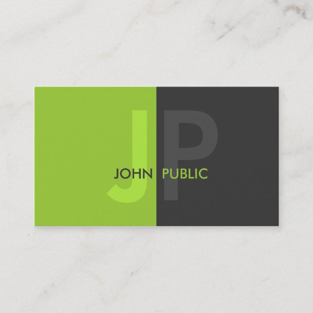 Basic Modern Two Colour Monogram Business Card (Front)