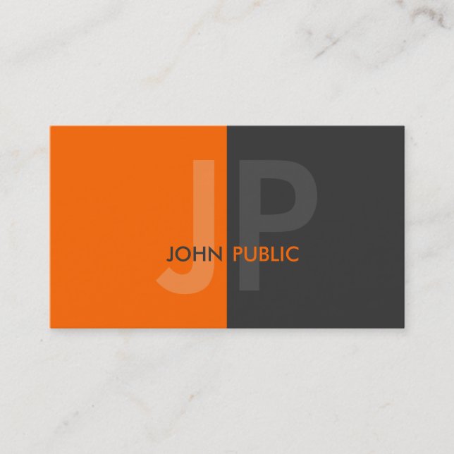 Basic Modern Two Colour Monogram Business Card (Front)