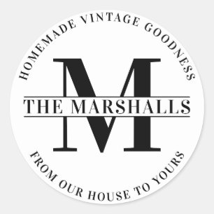 Basic Monogram Family Farm or Business Classic Round Sticker