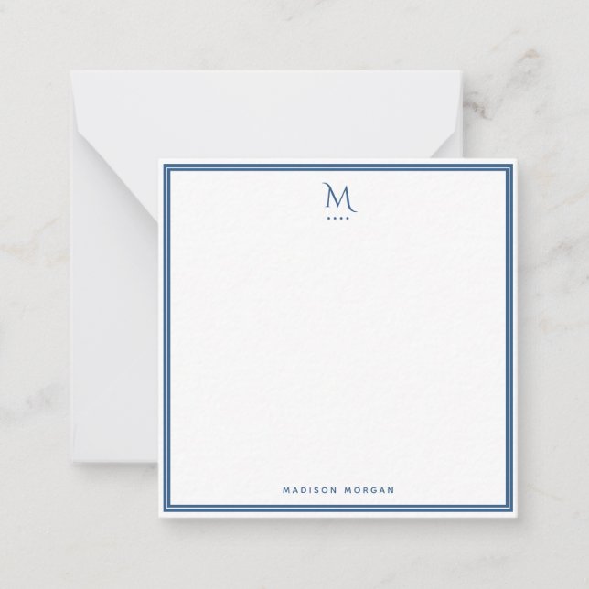 Basic Monogram Navy Blue Border Personalized  Card (Front)
