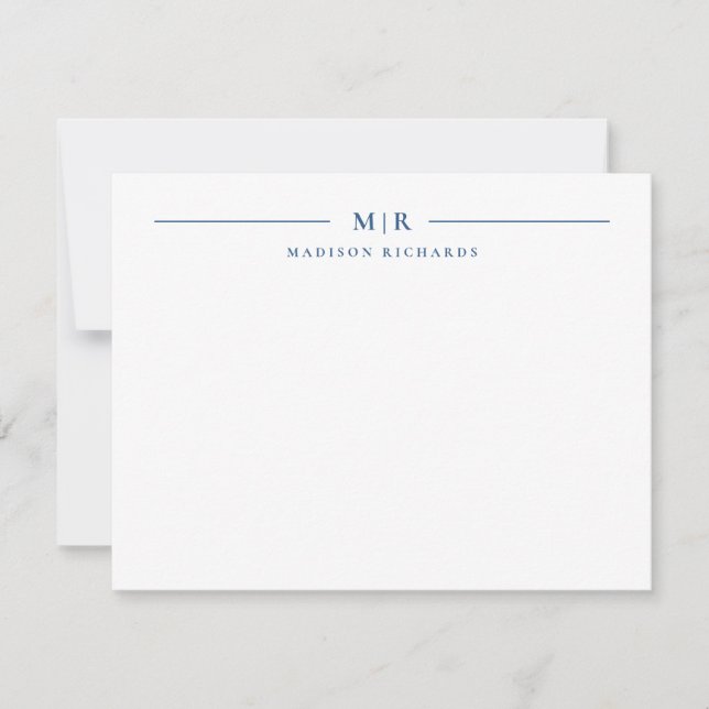 Basic Monogram Navy Blue Personalised Card (Front)