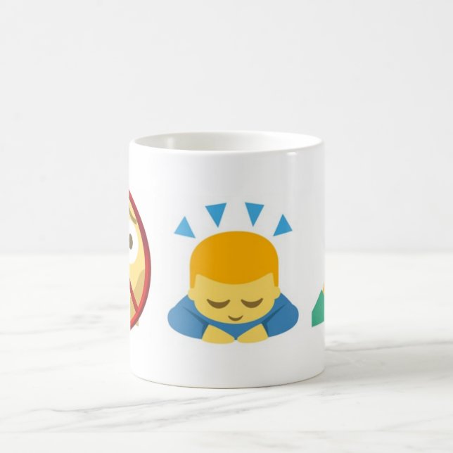 Basic Mug Emoji: No Fear, Bow Down, Pray (Center)
