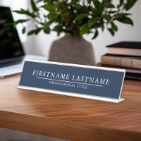 Basic Navy Blue White with Name Title Simple Line