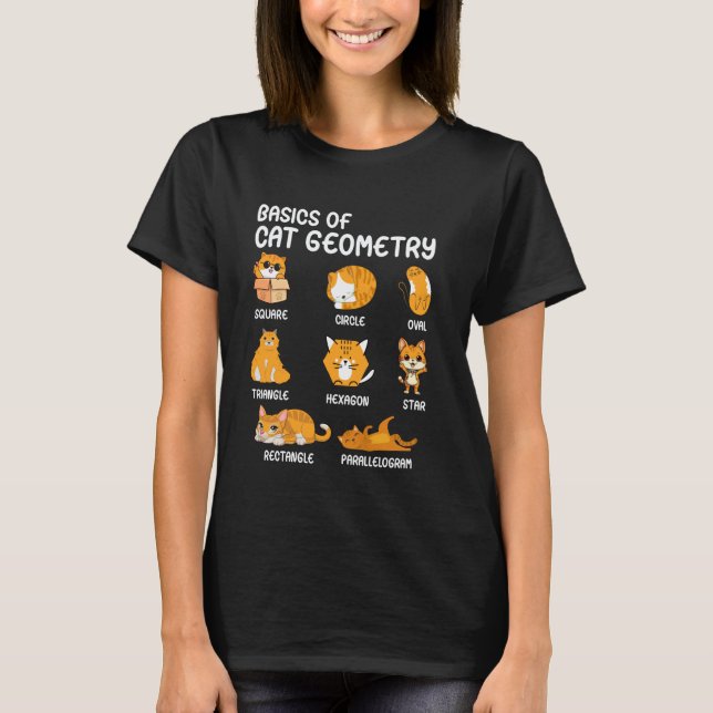 Basic Of Cat Geometry Math Teacher Funny Cat T-Shirt (Front)
