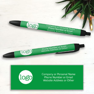 Basic Office Business Logo & Text CAN EDIT GREEN Black Ink Pen