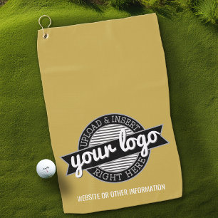 Basic Office Business Logo with Contact Info Gold Golf Towel