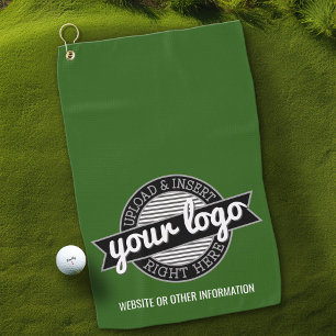 Basic Office Business Logo with Contact Info Green Golf Towel