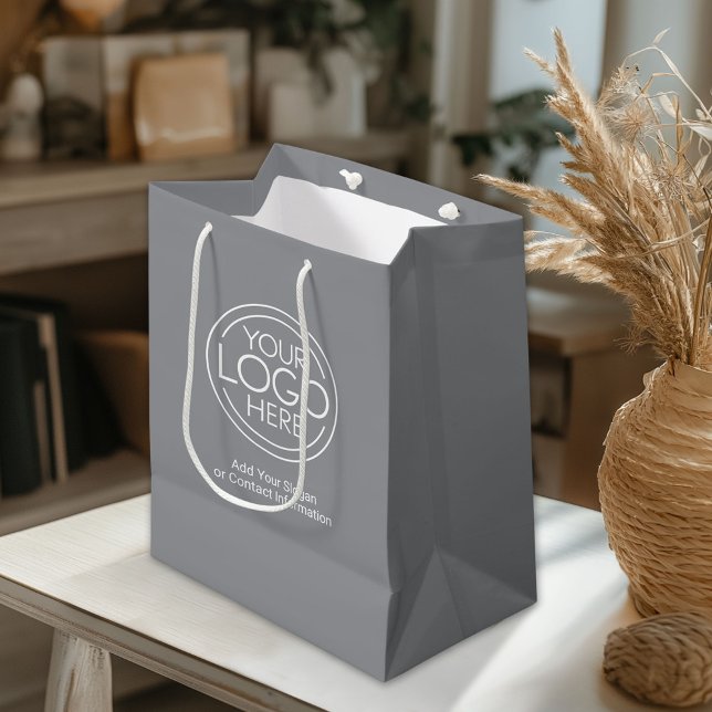 Basic Office Business Logo with Contact Info Medium Gift Bag (Custom Gift Bag)