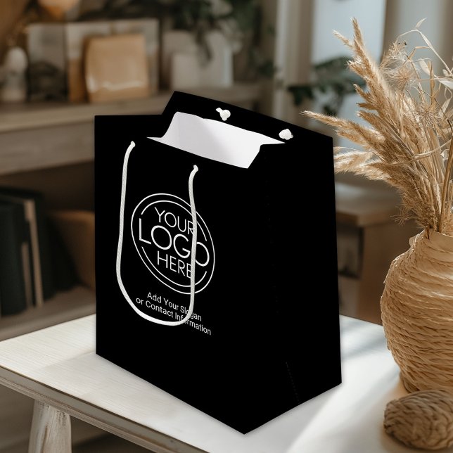 Basic Office Business Logo with Contact Info Medium Gift Bag (Custom Gift Bag)