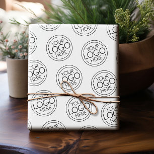Basic Office Business Logo with Contact Info Wrapping Paper