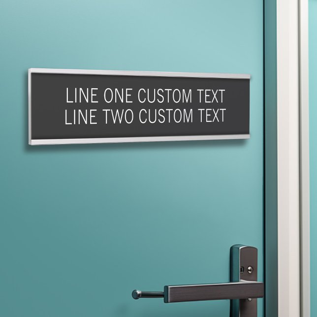 Basic Office with 2 Lines of Text - Black White Door Sign (Personalized Door Sign - Add Your Logo and Professional Title with Name)