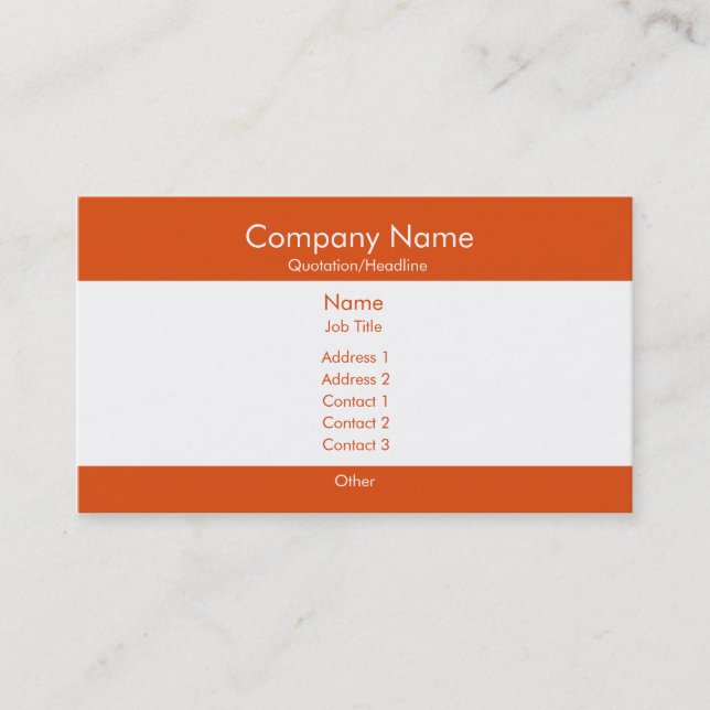 Basic Orange & White Business Card (Front)