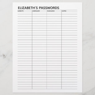 Basic Password Tracker with Username and Notes Flyer