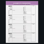 Basic Password Tracker with Username and Notes Flyer<br><div class="desc">A great design to organise your passwords. This design includes an area to add your name at the top. Other areas included basic password information for username and password. You can change the colour bar on the top.</div>