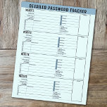 Basic Password Tracker with Username and Notes Flyer<br><div class="desc">A great design to organise your passwords. This design includes an area to add your name at the top. Other areas included basic password information for username and password. You can change the colour bar on the top.</div>