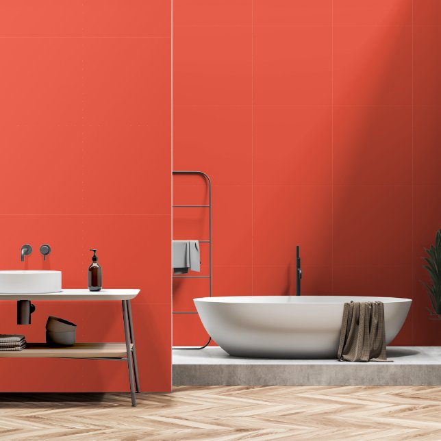 Basic Pastel Red Orange Solid Simple Colourful Wallpaper (Bathroom)