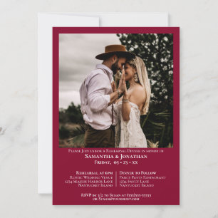 Basic Photo Cranberry Red Wedding Rehearsal Dinner Invitation