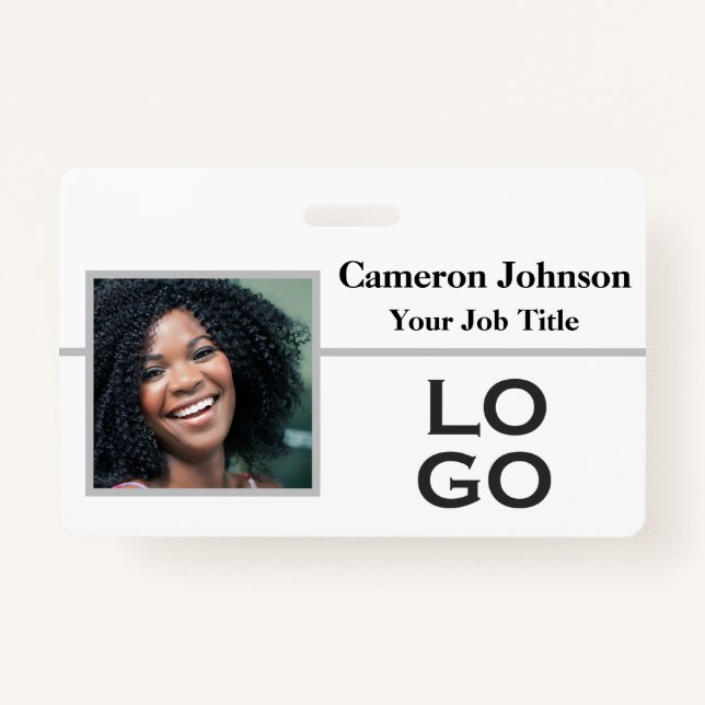 Basic Photo Identification and Custom Logo ID Badge (Front)