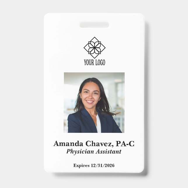 Basic Photo Logo Employee Name ID Badge (Front)
