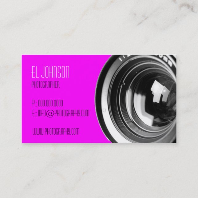 Basic Photography Business Card (Magenta) (Front)