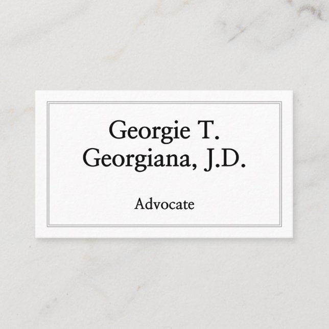 Basic & Plain Advocate Business Card (Front)