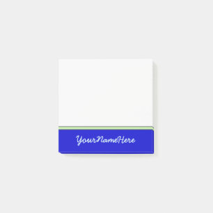 Basic, Plain, Blue Background + Light Cyan Name Post-it Notes