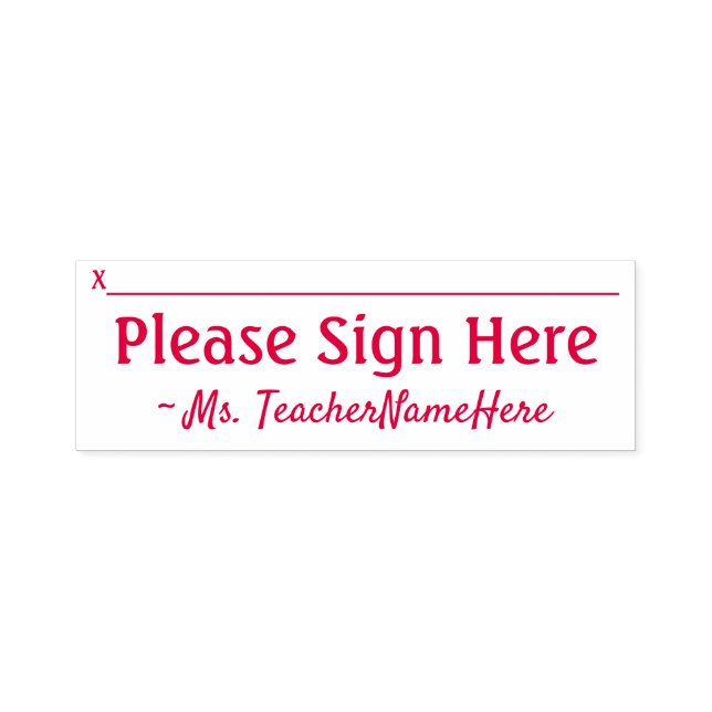 Basic "Please Sign Here" and Name Rubber Stamp (Design)