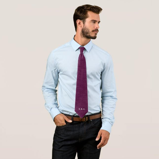 basic plum with light grey monogram tie (In Situ)