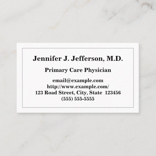 Basic Primary Care Physician Business Card (Front)