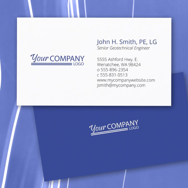 Basic, Professional Blue Logo Business Card (Minimalist professional bold blue, primary blue simple business card with blue logo)