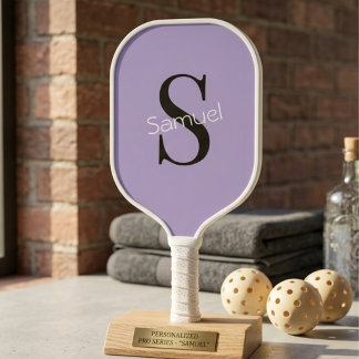 Basic Purple Monogram Initial & Name  Pickleball Paddle