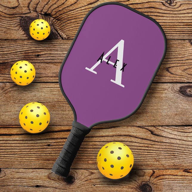Basic Purple Monogram Name + Initial Pickleball Paddle (Creator Uploaded)