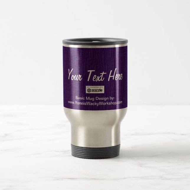 Basic Purple, Your Text Here Travel Mug (Center)