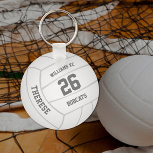 basic realistic white volleyball custom team name key ring