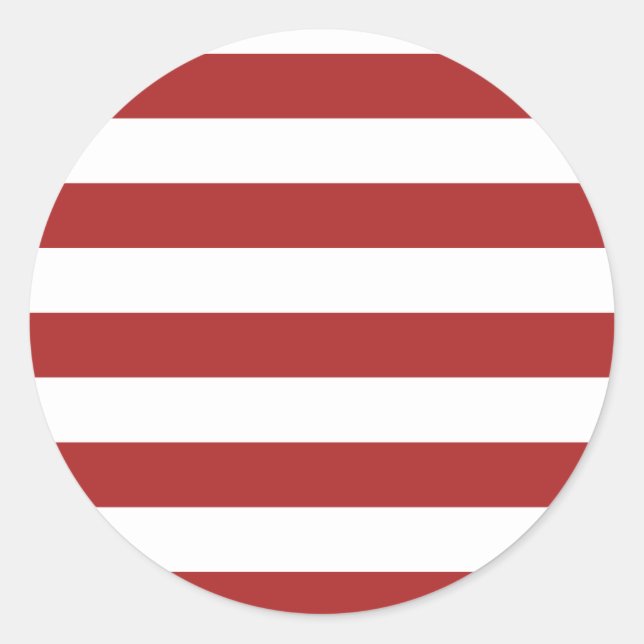 Basic Red and White Stripes Pattern Classic Round Sticker (Front)