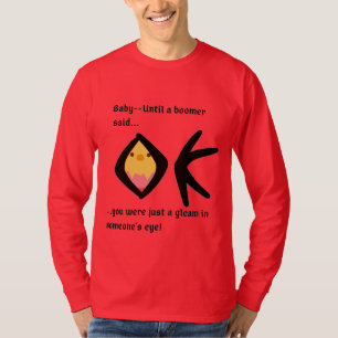 Basic Red Long Sleeve 'Gleam in Eye' Boomeranged T-Shirt