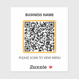 Basic Restaurant QR Code Scan for Menu Sticker
