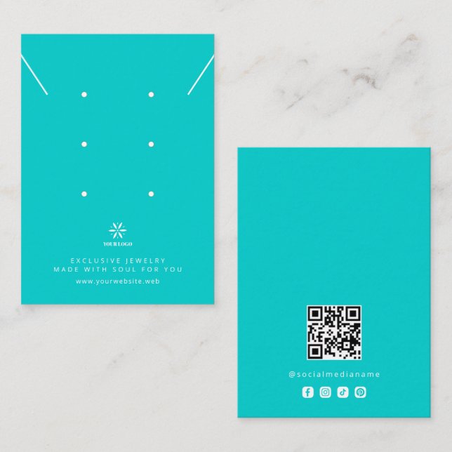 Basic Robin's Egg Blue Jewellery Display Logo TMF2 Business Card (Front/Back)