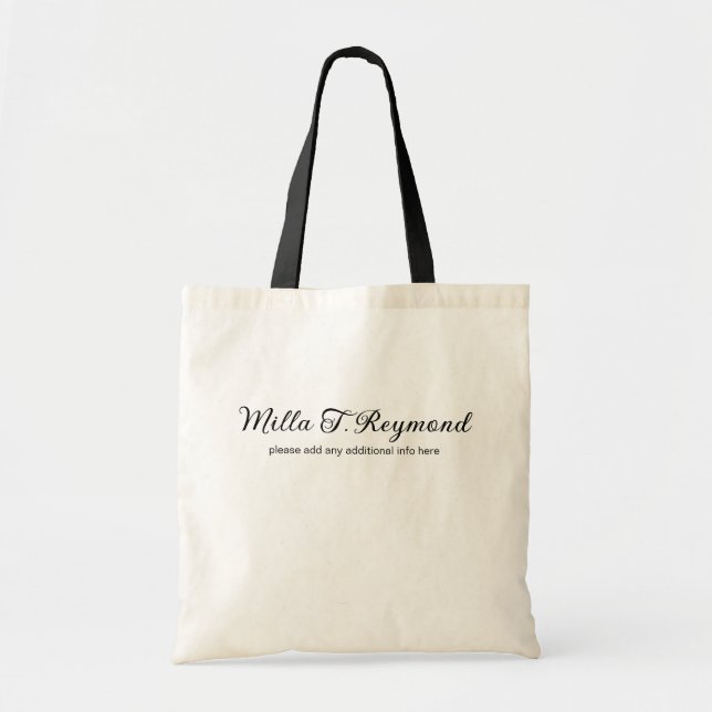 Basic Script Name Natural Tote Bag (Front)