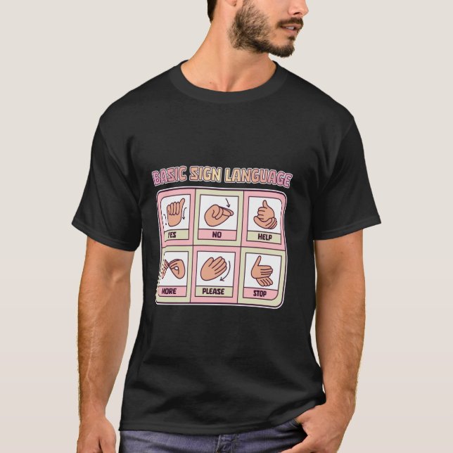 Basic Sign Language Speech Pathology AAC Sped SLP  T-Shirt (Front)