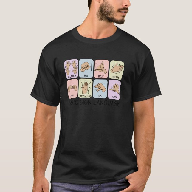 Basic Sign Language Speech Pathology Aac Sped Teac T-Shirt (Front)